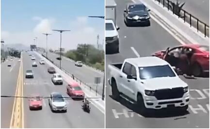 VIDEO: Violencia en pleno tránsito en SLP: sujeto agrede a mujer y causa accidente en Salvador Nava 