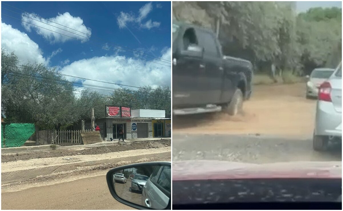 Entre hoyos, circulan en la avenida Bosque de las Flores de SLP; vecinos denuncian abandono de obras de reparación