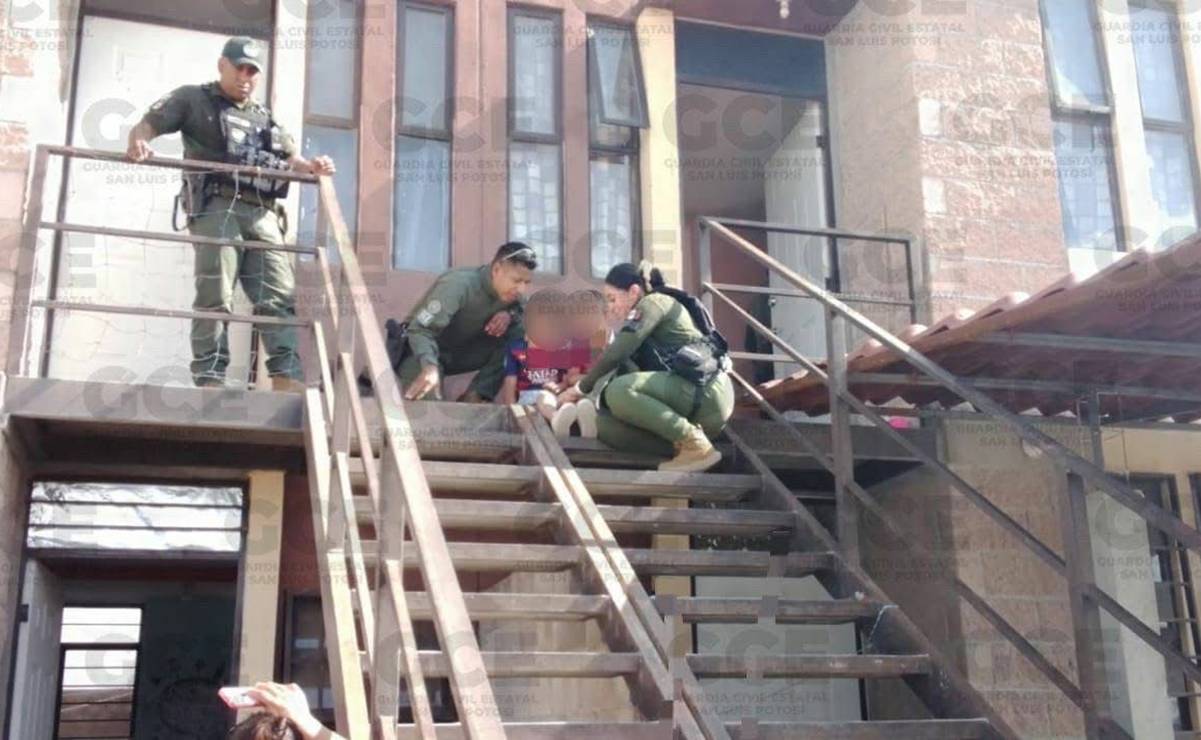 Rescatan a dos niños en situación de riesgo en Villa de Pozos, SLP; uno saltó de azotea para escapar
