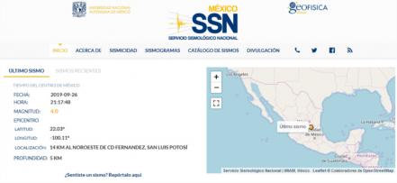 Se registran tres sismos en zona Media de SLP