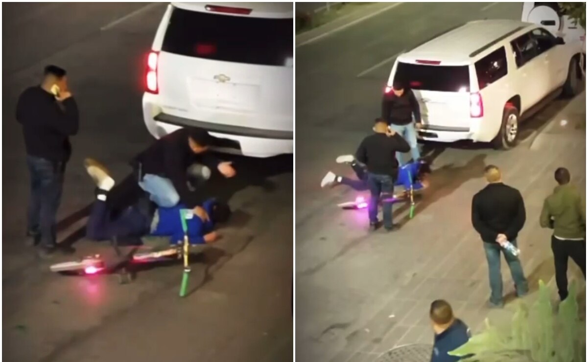 Hombres armados someten a ciclista en avenida Carranza, en la capital de SLP. Foto: Captura de video