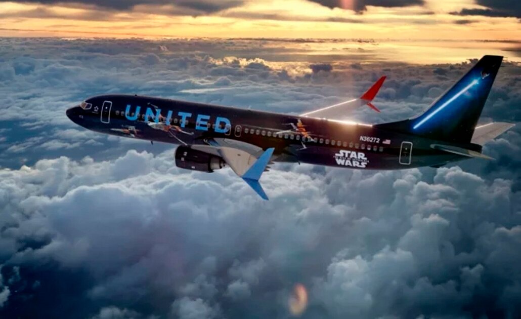 Puedes rastrear el avión de Star Wars a través del sitio web FlightAware. (Foto: Cortesía United)