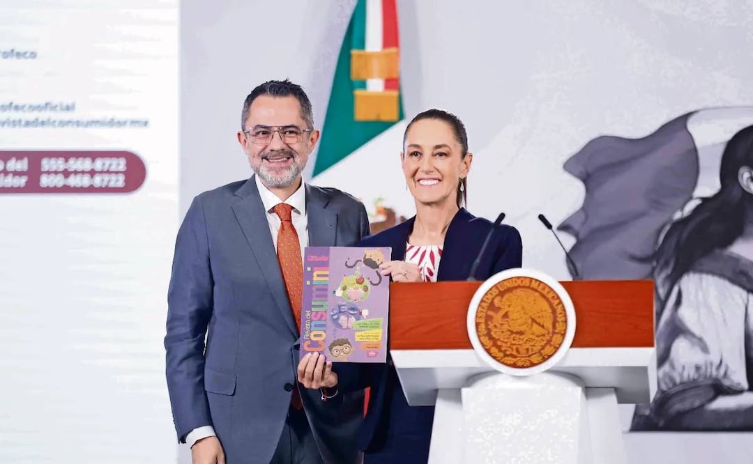 Iván Escalante, titular de la Profeco, y Claudia Sheinbaum. Foto: DIEGO SIMÓN SÁNCHEZ/EL UNIVERSAL