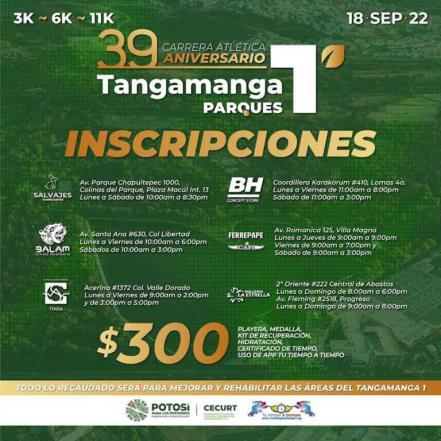 Carrera Atlética Tangamanga 1. ¿Cuándo es y cuál es la ruta?