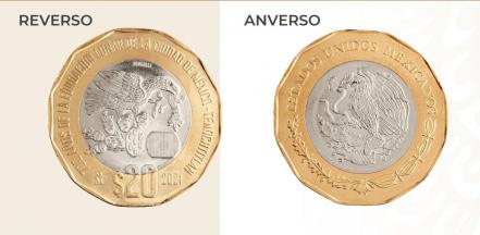 Así son las monedas para conmemorar Bicentenario de Independencia y fundación de Tenochtitlan