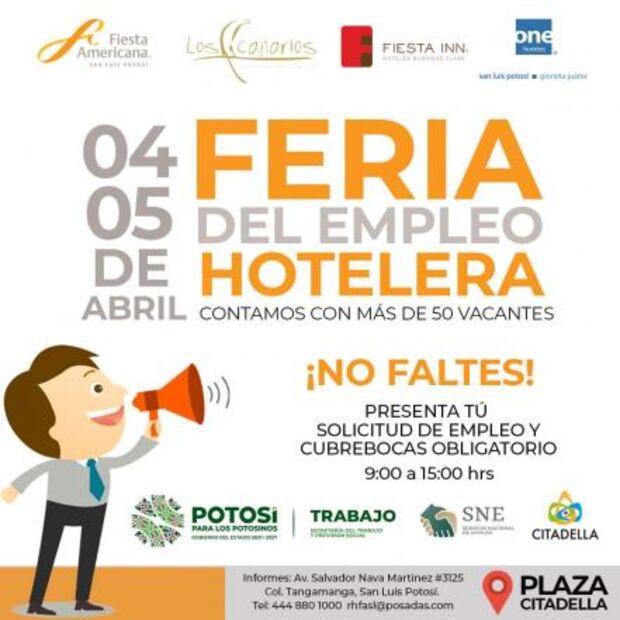 ¿Buscas trabajo? Este 5 de abril continúa la feria del empleo hotelero en SLP 
