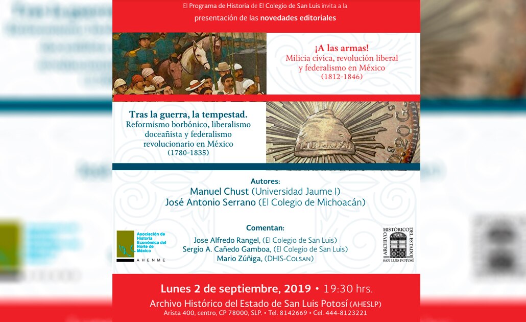COLSAN y Archivo Histórico de SLP presentarán novedades editoriales