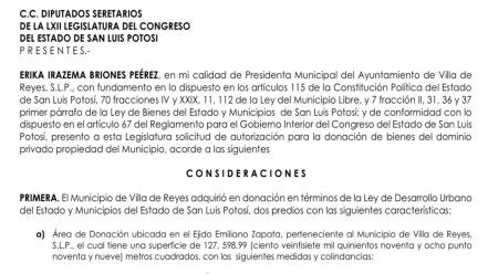 Villa de Reyes busca donar a gobierno estatal terrenos que eran para Ford