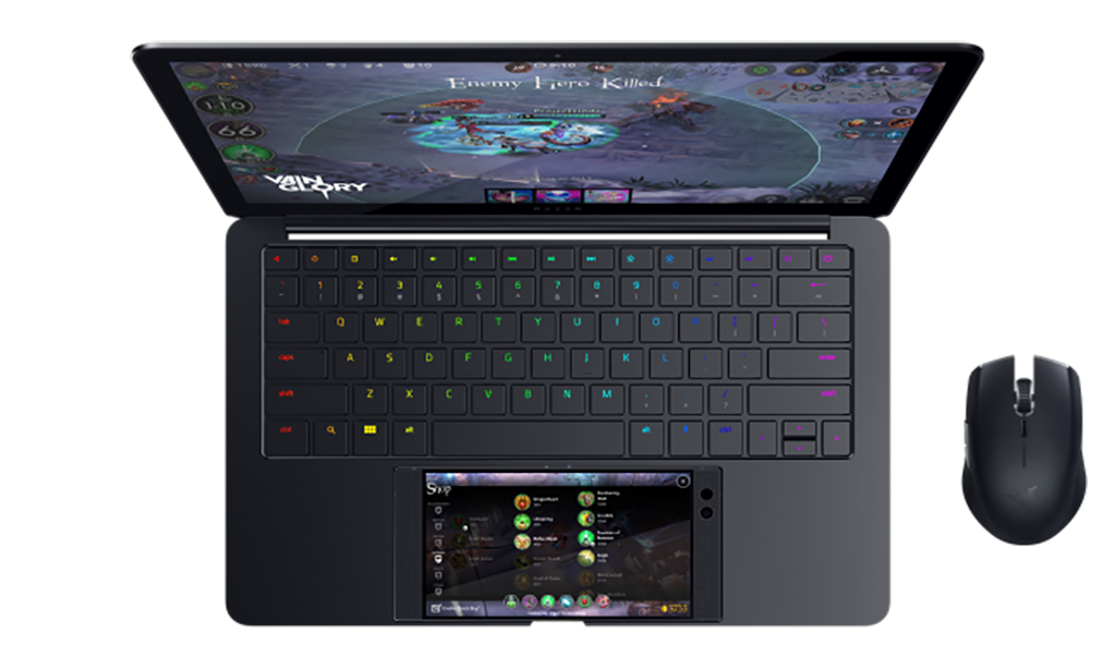 Razer une una laptop y una teléfono Android