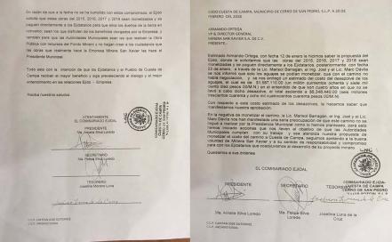 Minera San Xavier adeuda 6 mdp a ejidatarios desde 2014