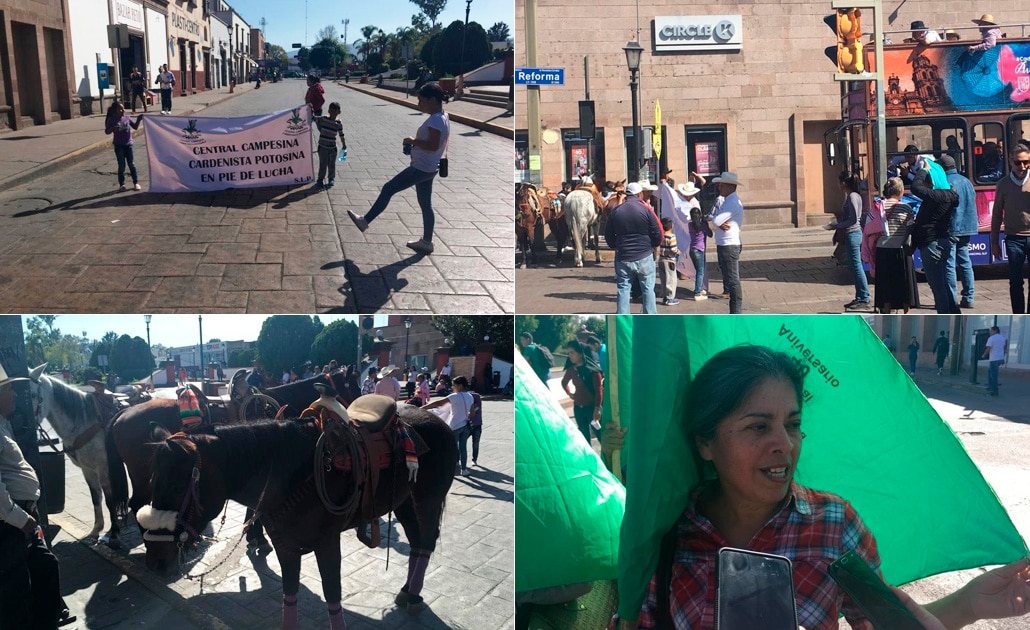 Organizaciones campesinas desquician tráfico en la capital potosina