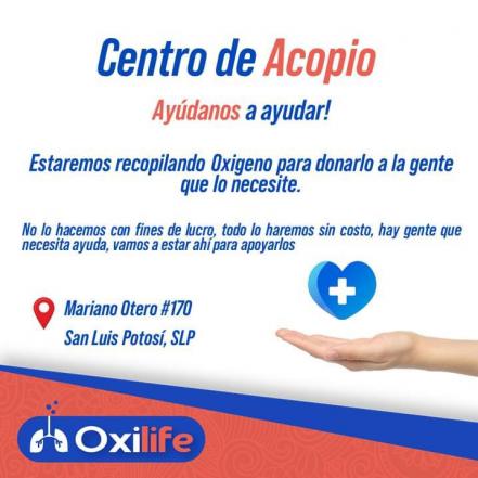 Abren centro de acopio y donación de oxígeno medicinal en capital de SLP 
