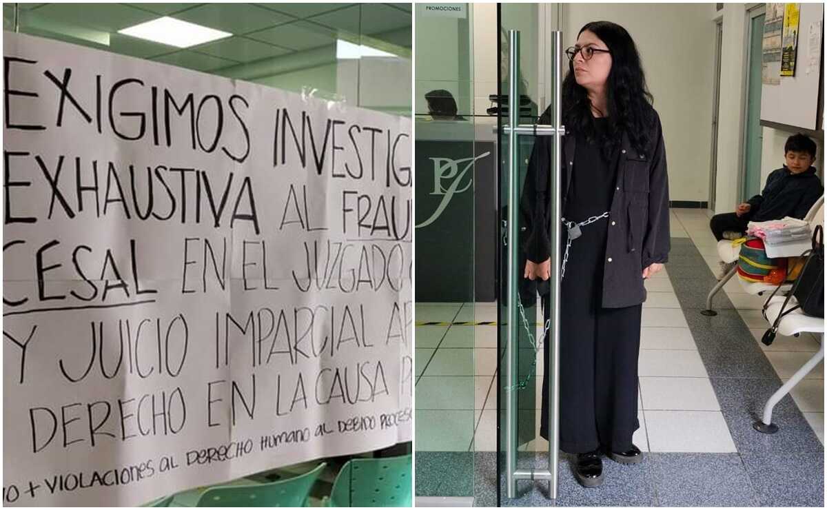 Potosina se encadena en juzgado guanajuatense; denuncia corrupción para “legalizar” despojo de su propiedad