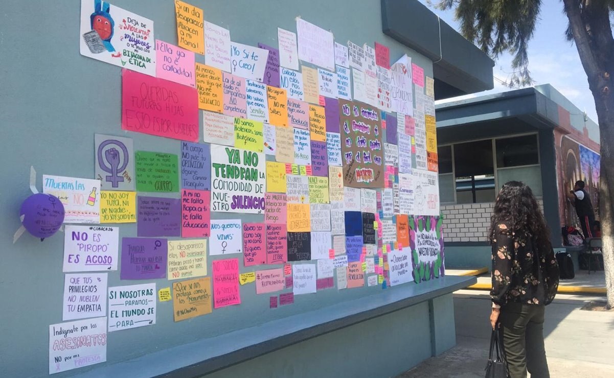 Con carteles, alumnas de 3 planteles de Colegio de Bachilleres en SLP denuncian acoso