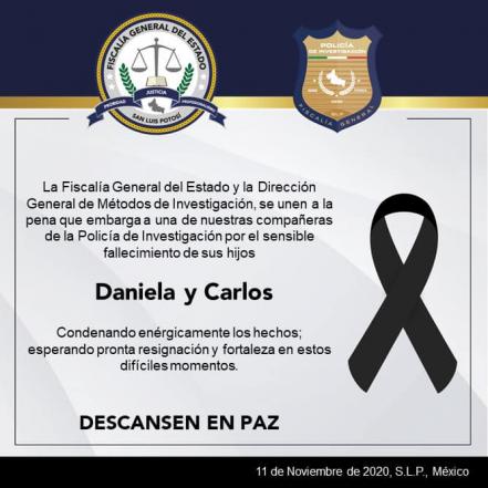 Fiscalía de SLP condena homicidio de hijos de policía de investigación en Soledad