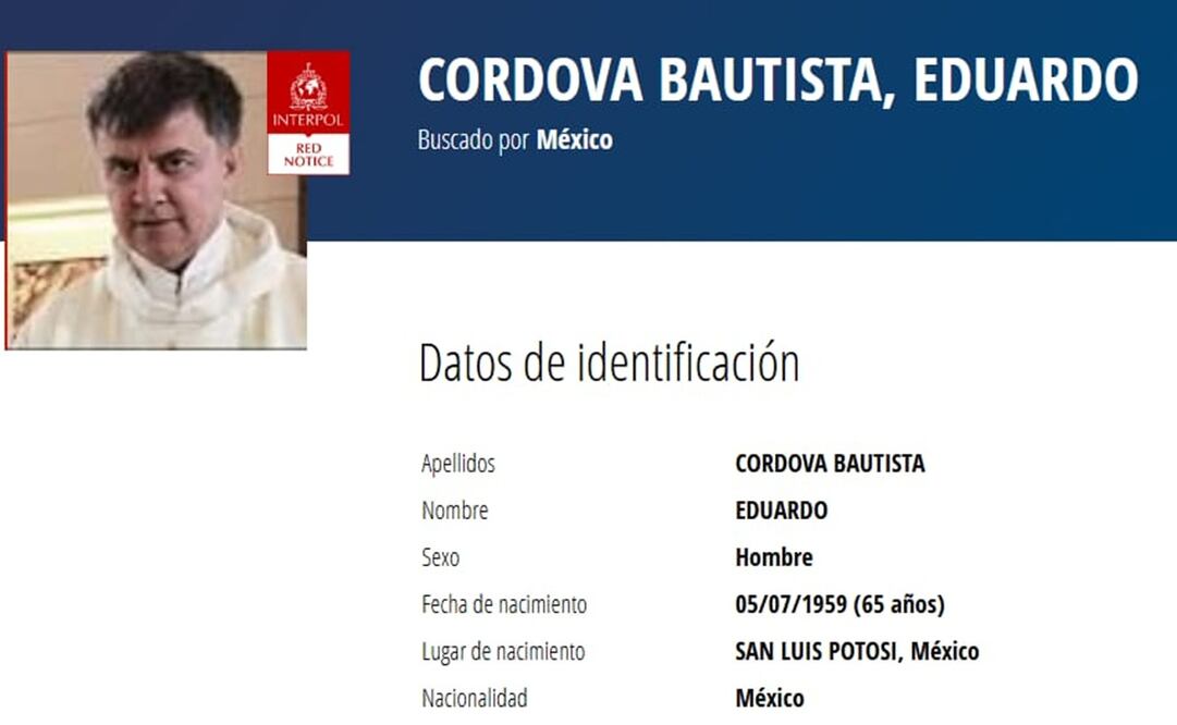 Sigue la búsqueda del sacerdote Eduardo Córdova acusado de más de cien casos de pederastia: Foto: Captura de ficha de búsqueda