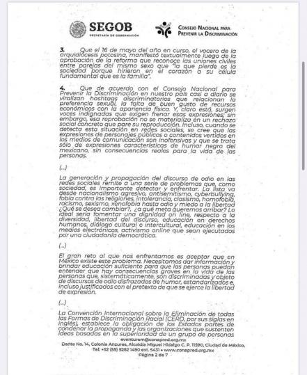 CONAPRED pide a arzobispo de SLP colaborar con discurso inclusivo a la diversidad sexual