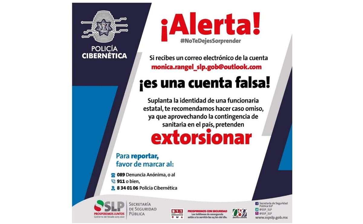 Policía Cibernética alerta por cuenta de correo apócrifa de la titular de Salud en SLP