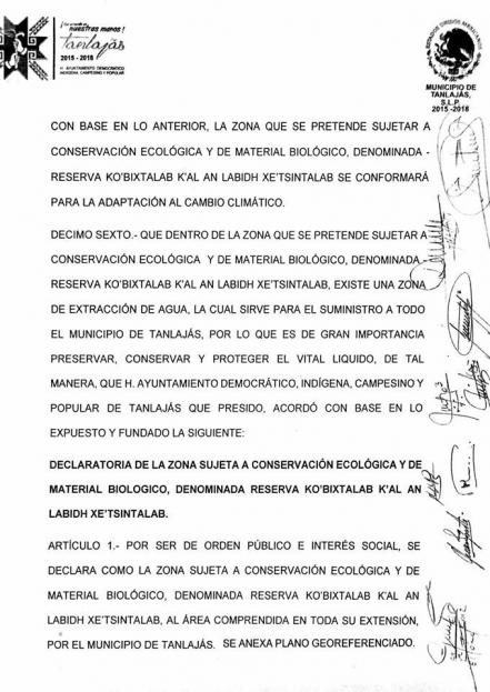 Tanlajás es declarada reserva ecológica