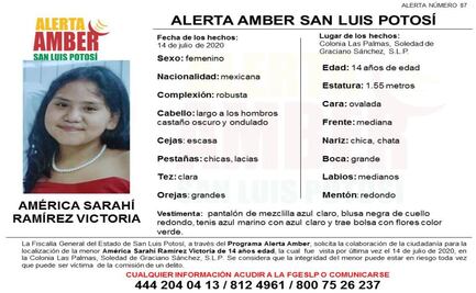 Activan Alerta Amber para localizar a América Sarahí 