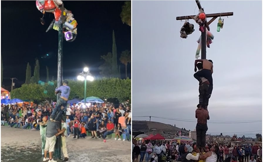 Así es el palo encebado, el divertido reto tradicional que se niega a desaparecer en SLP