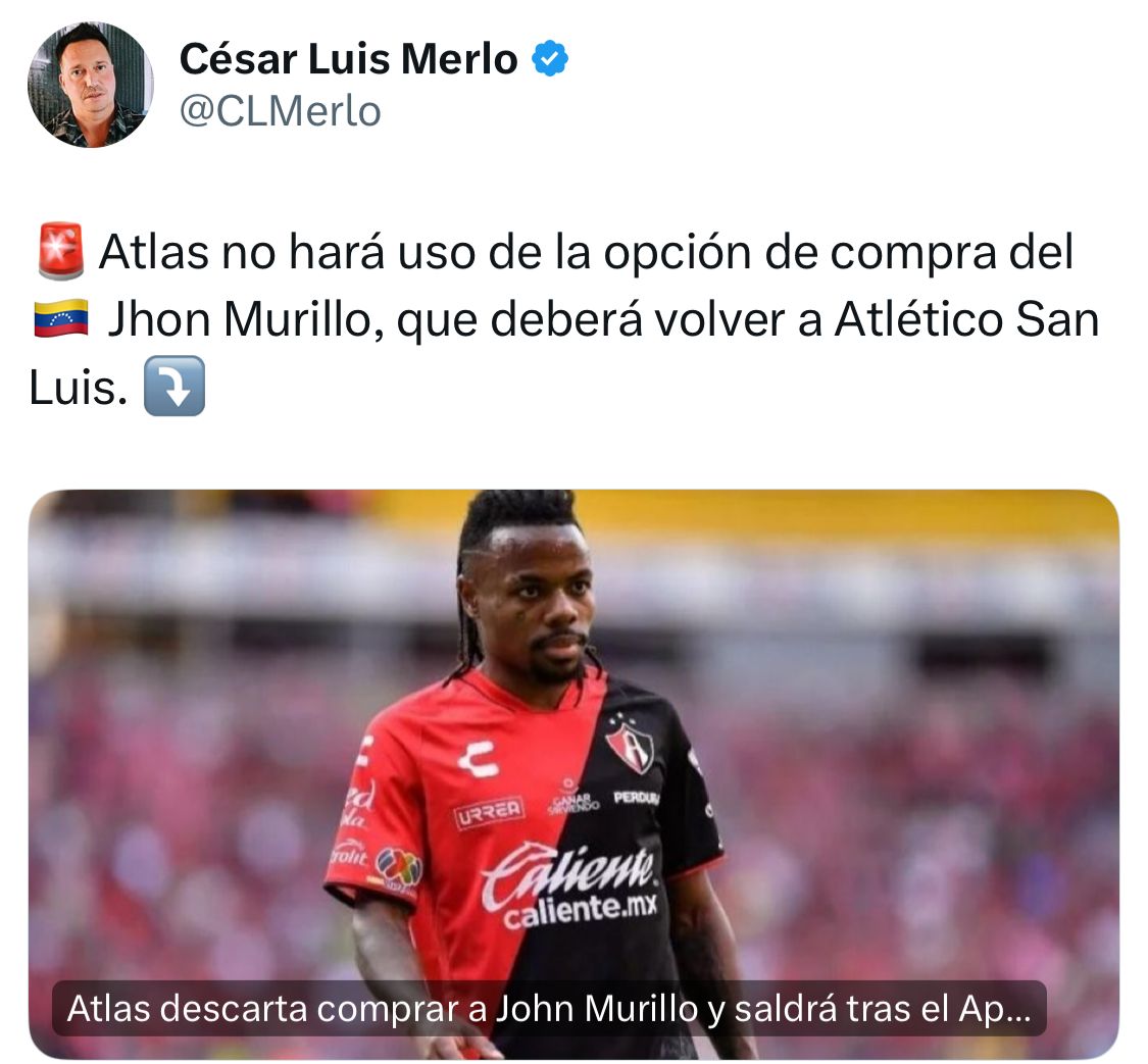 César Luis Merlo informó sobre el posible regreso de Murillo al ADS. Foto: Especial