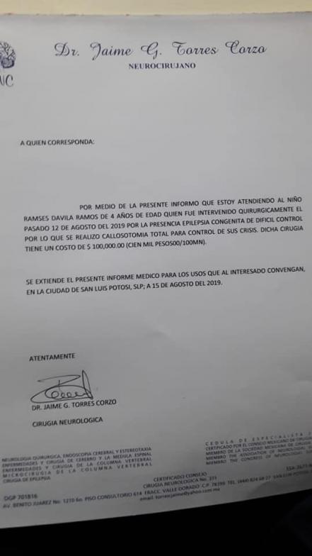 Solicitan apoyo para hijo de policía municipal