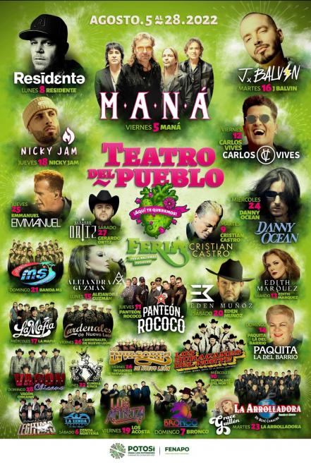 Fenapo 2022. Todas las fechas y artistas que se presentarán en el Teatro del Pueblo