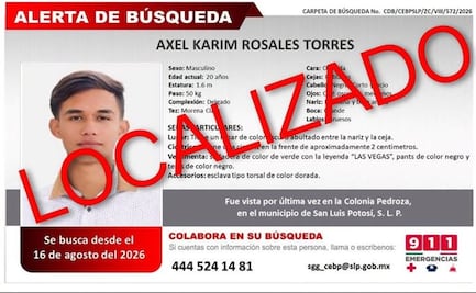 Hasta Jalisco, localizan con vida a Axel Karim, joven reportado como desaparecido en SLP