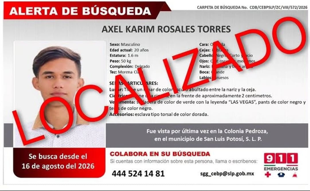 Axel Karim fue localizado con vida en Jalisco. Foto: Especial