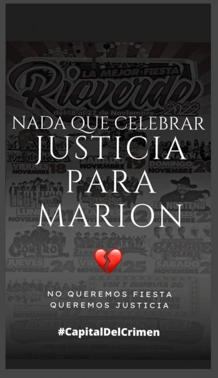 “No estamos de fiesta, estamos de luto”: Tras asesinato de Marion, rechazan certamen de belleza en Feria de Rioverde