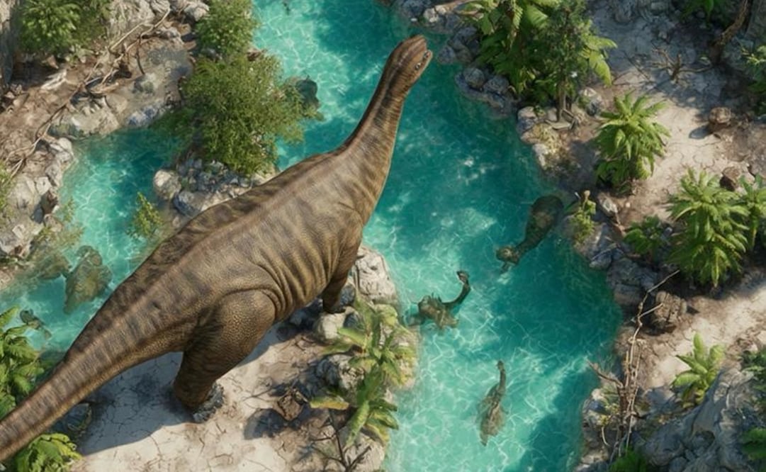 El nuevo parque acuático Dinoasis será abierto al público en la Semana Santa. Imagen: Meta IA