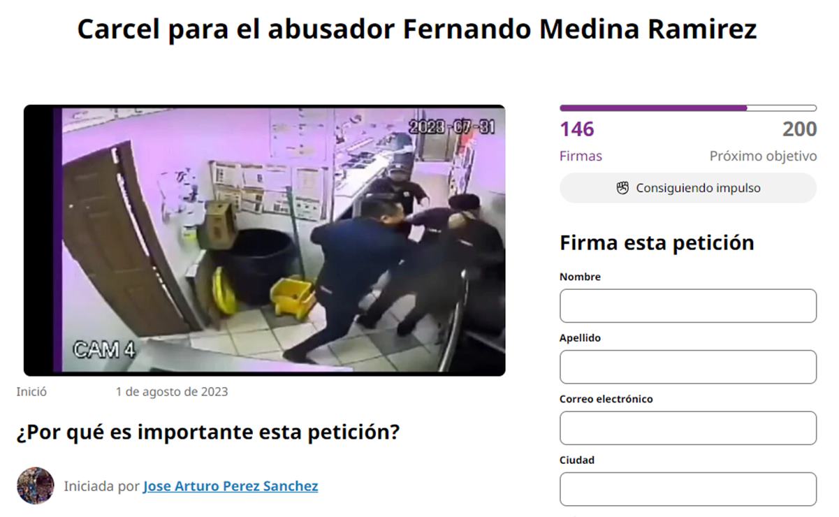 Lanzan campaña de firmas contra agresor de trabajador de restaurante en SLP