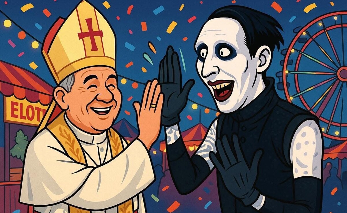 Marilyn Manson en SLP desata ola de memes tras la inconformidad de la Iglesia Católica. Tomada de redes