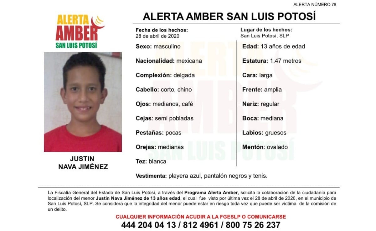 Activan Alerta Amber para localizar a Justin Nava Jiménez; desapareció en capital de SLP