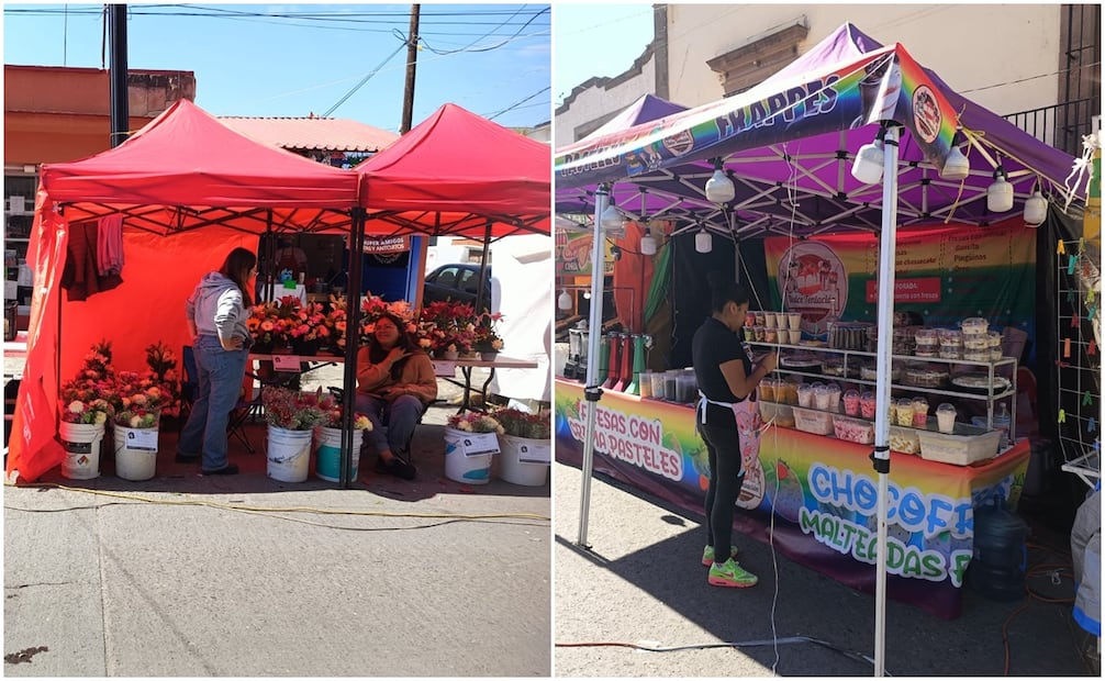 Flores y postres se venden sobre la Calzada Guadalupe de SLP este 12 de diciembre