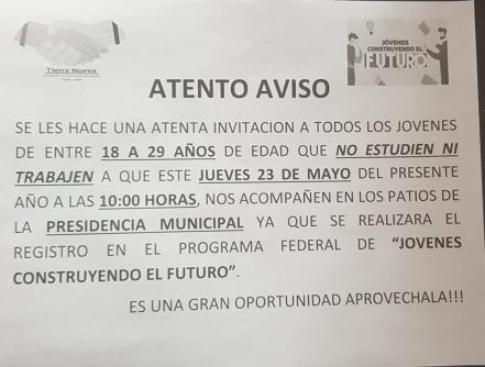 Llegaron las becas para los “ninis” a Tierra Nueva