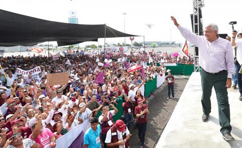 Andrés Manuel López Obrador, candidato de la coalición Juntos Haremos Historia estuvo en Ciudad Victoria, Tamaulipas. Foto: Valente Rosas/El Universal