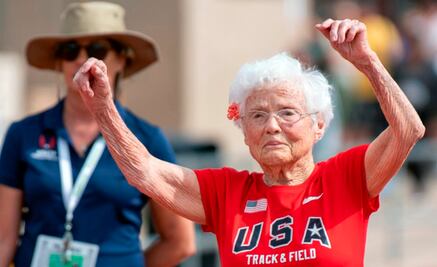 Abuelita de 103 años de edad corre pruebas de 50 y 100 metros