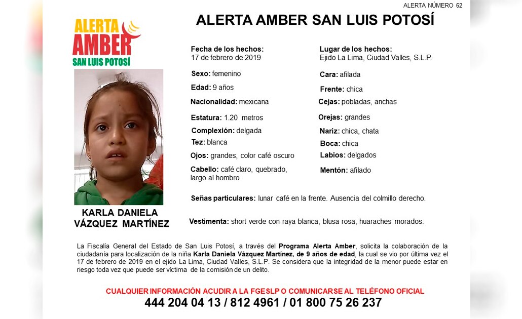 Activan Alerta Amber para localizar a niña de 9 años 