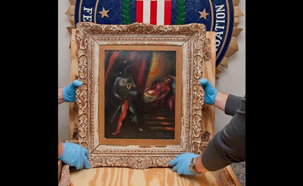 Vista de la obra "Otelo y Desdémona" (1911) del artista Marc Chagall. Foto: EFE/ FBI