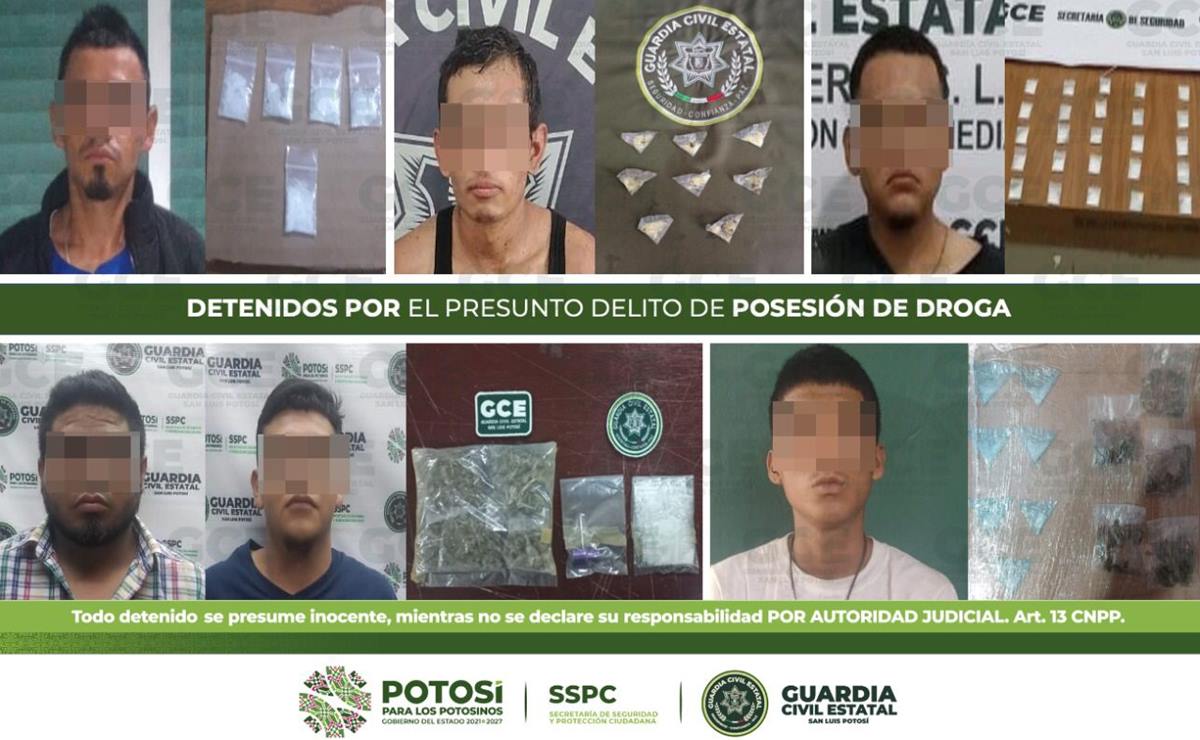 Aseguran droga y detienen a 6 personas durante operativo de la Guardia Civil en SLP
