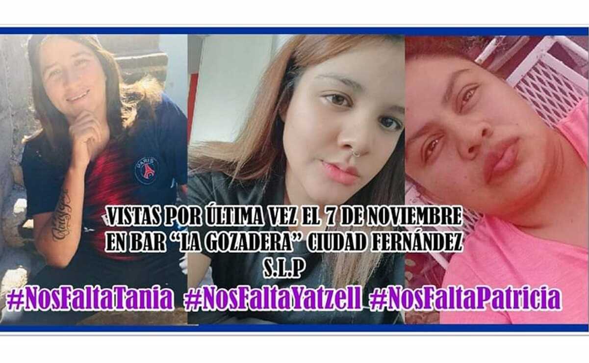 Tania, Yatzell y Patricia, bajo protocolo de búsqueda con vida, asegura fiscalía de SLP. Foto: Tomada de redes