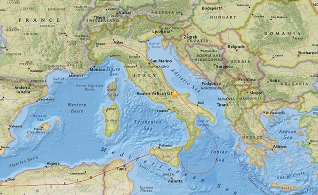 Se registra sismo de 4.7 grados en centro y este de Italia