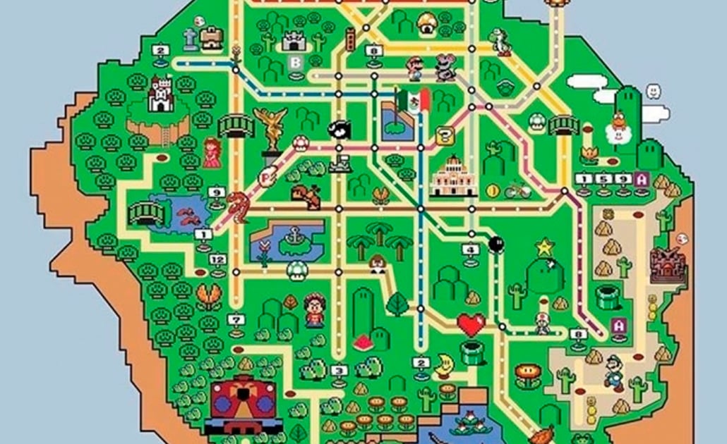 Mapa del Metro de la CDMX inspirado en Super Mario World se vuelve viral