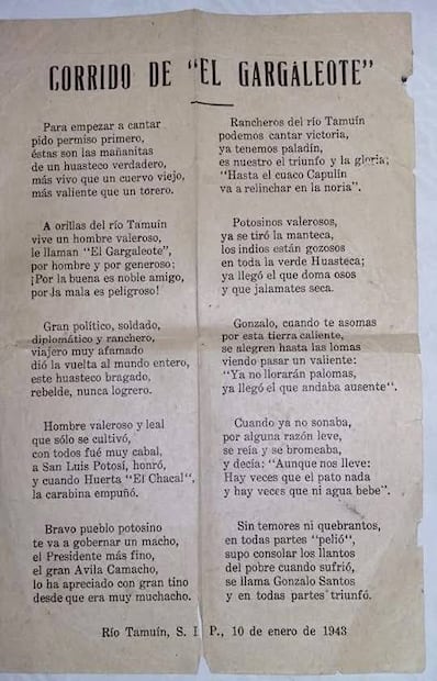 Corrido El Gargaleote. Foto: FB@Tamuilandia