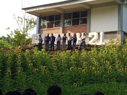 Cobach de Matlapa, SLP, rescata patio escolar y siembran un centenar de girasoles