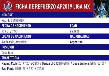 Es oficial, Ricardo Centurión llega a Atlético de San Luis