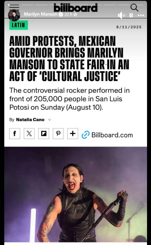 Foto: Redes Sociales Marilyn Manson