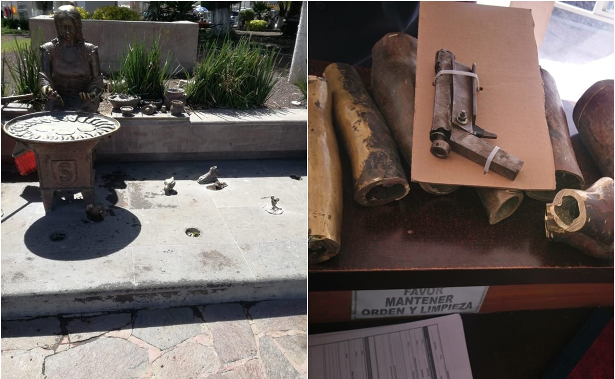 Roban monumento a la enchilada potosina en Soledad; caen presuntos ladrones